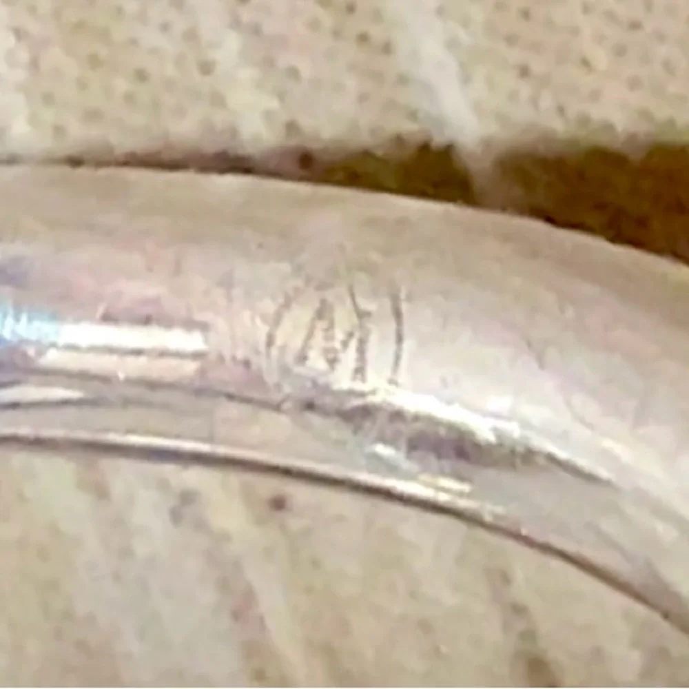 Designer Signed M Sterling Silver Modernist Linked Dual Band Ring, Size 6